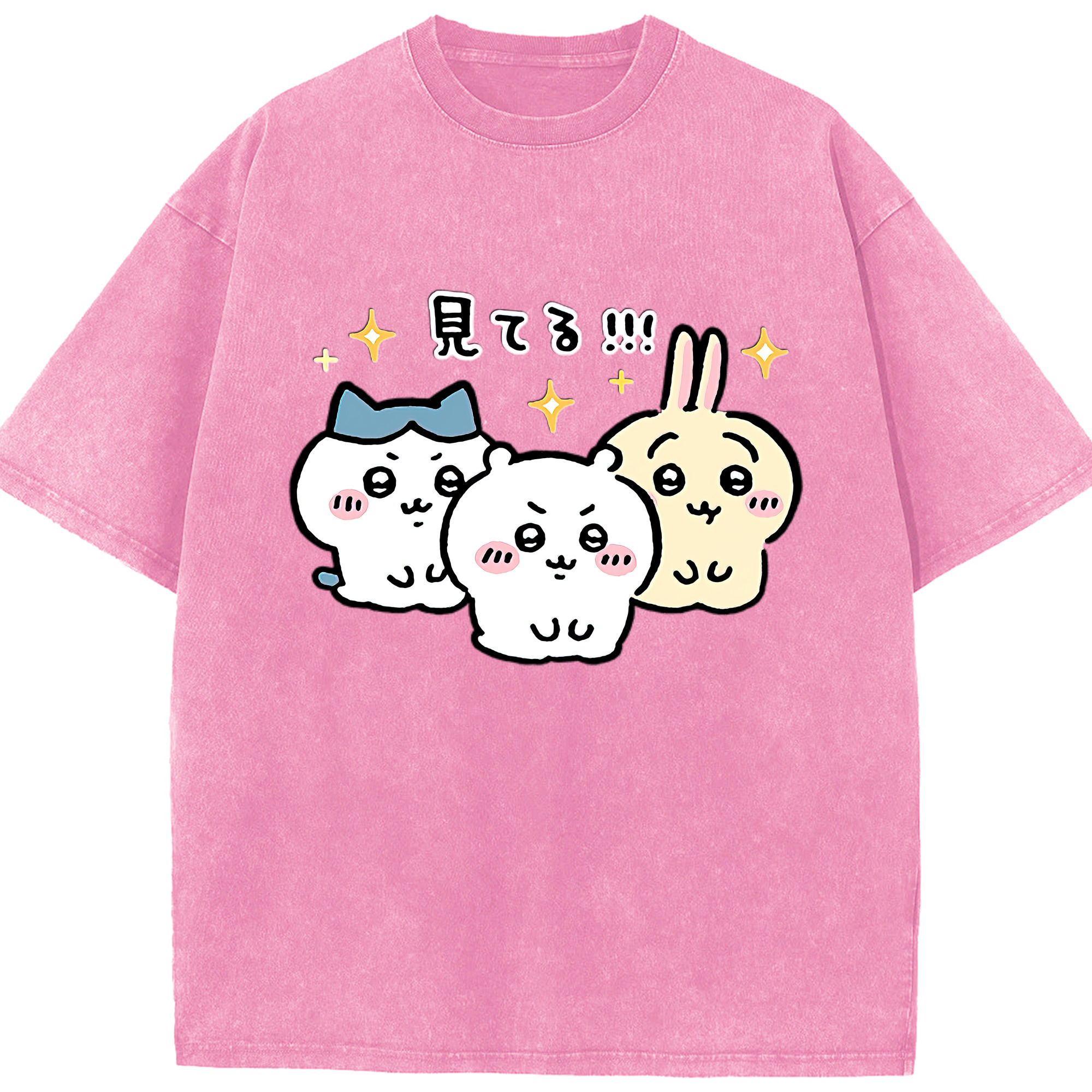 （画像用） ちいかわ ハチワレ Chii-kawa hachiware 綿100% ヴィンテージ風 半袖Tシャツ（フロントプリント）